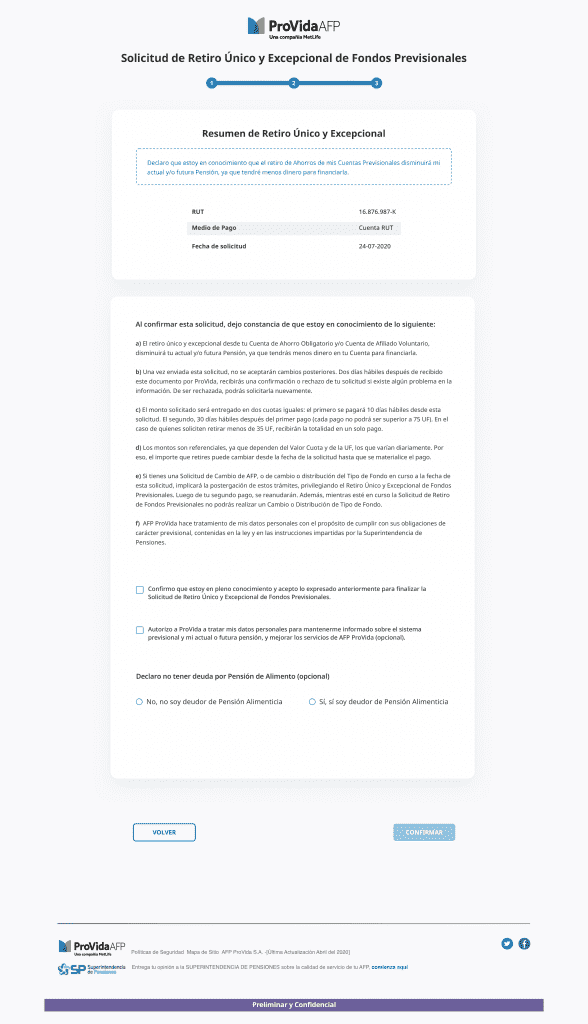 formulario para solicitar el 10% del ahorro previsional